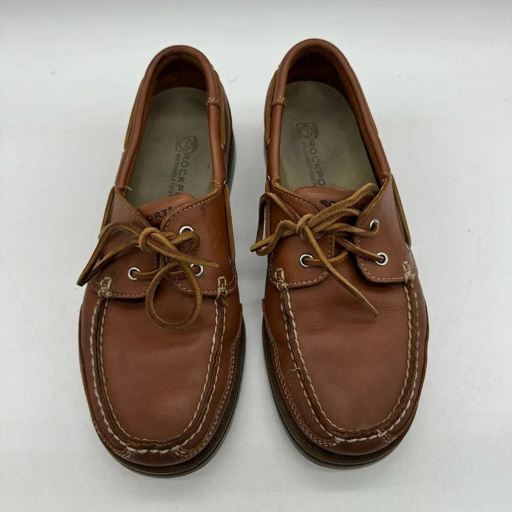 Rockport APM2664F Men's Size 9M‎ Brown Leather Boat Shoes Dock Footwear